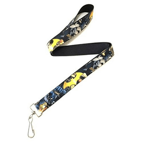 DC Comics Lanyard, Bat Shield Urban Legend Poses Fire Full Color Golden Yellow, Elastic