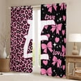 thumbnail image 2 of Erosebridal Leopard Print Letter E Black Out Curtains for Girls, Pink Initial Ribbon Curtains Pack of 2 (42x63 Each), 2 of 6