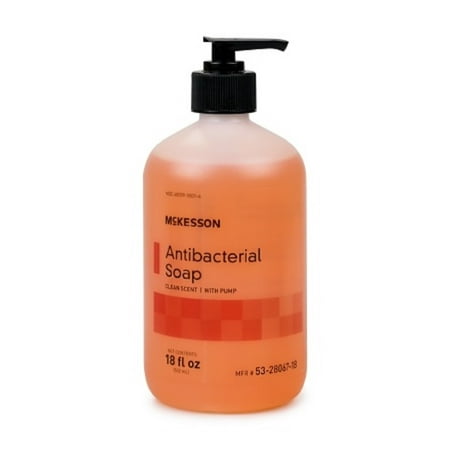 McKesson Antibacterial Soap, Liquid, 18 oz, Pump Bottle, Clean Scent, Case of 12