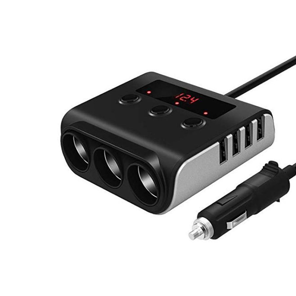 Gecheer Car Lighter Socket Incar Cable Splitter 4 Ports USB Interface