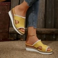 thumbnail image 5 of ZEZKT Women's Flat Slippers Sandals Dressy Summer Open Toe Slip On Leather Slide Sandals Yellow 8.5, 5 of 7