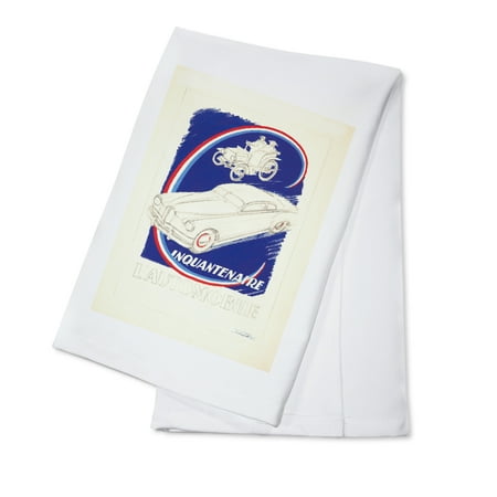 1950 Kitchen Cinquantenaire de l'Automobile Vintage Poster (artist: Kow, Alexis) c. 1950 (100% Cotton Kitchen Towel) ()