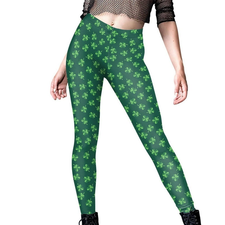 BLVB St Patricks Day Leggings for Women Shamrock Leaves Green Pant - Main Image