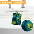 thumbnail image 3 of Square PU Leather Luggage Tags, 2 Pack, with Privacy Cover and Stainless Steel Ring - Suitable for Travel, Backpack, Handbag - Bag Tags, Handbag Tags Peacock Feather, 3 of 7
