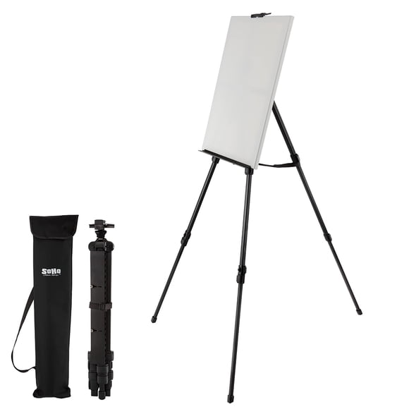 SoHo Urban Artist Chevalet de Peinture de Voyage pour Terrain - Conception Légère en Plein Air, Pliable avec Hauteur Réglable et Sac de Transport - Aluminium Anodisé Noir