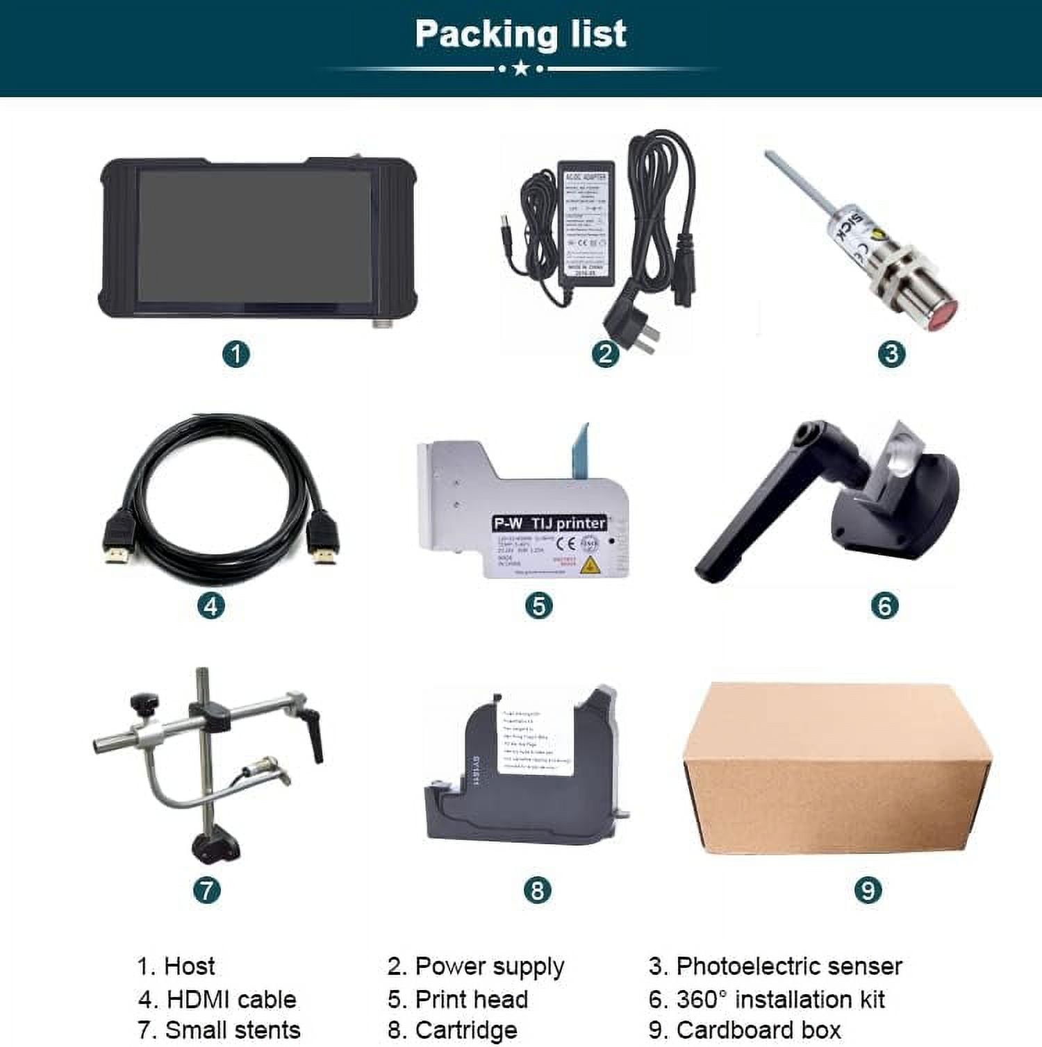Phezer 0.5inch/12.7mm Automatic Inkjet Coding Machine for Production Line, 23 Languages, Intelligent Variable Data/Date/Logo/Barcode/Image Thermal Inkjet Printer, (1 Nozzle Support, 0-70M/min)