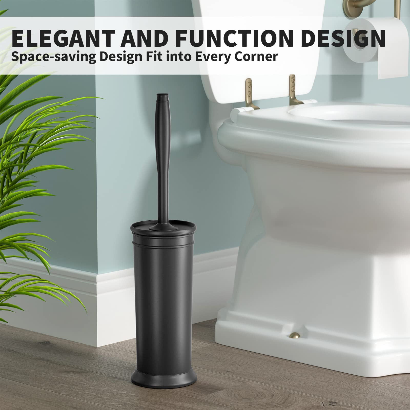 Toilet Brush and Holder 2 Pack, Toilet Bowl Brush with Extra Long Handle, Toilet Scrubber and Covered Holder, Toilet Brushes for Bathroom-Space Saving, Covered Brush, Durable, Deep Cleaning
