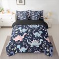 thumbnail image 2 of Manfei Cute Dinosaur 7 Pieces Bedding Comforter Set for Teens Kids Children,Kawaii Animal Dino Full Bedding Set Lightweight,Cartoon Wildlife Fitted Sheet Flat Sheet,Breathable Home Decor, 2 of 8