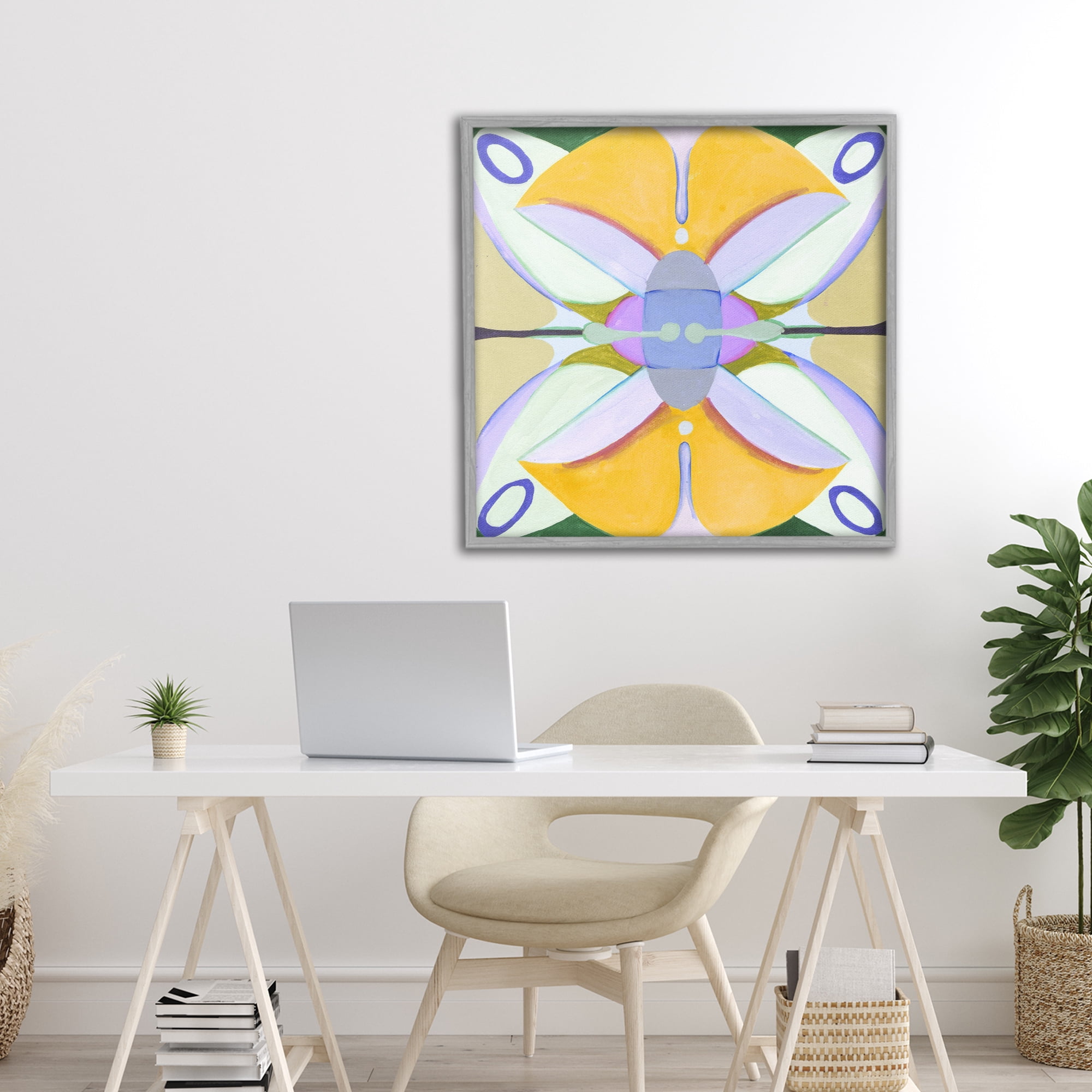 Stupell Industries Warm Revival Kaleidoscope Gray Framed Giclee Art, design by Melissa Wang