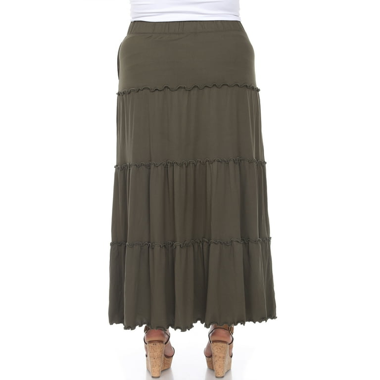 White Mark Women's Plus Size Soft Tiered Maxi Skirt White Mark Women's Plus Size Soft Tiered Maxi Skirt