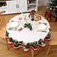 thumbnail image 2 of Round Christmas Tablecloth, Round Outdoor Christmas Table Cloth 60 Inch, Xmas Winter Holiday Banquet Tablecloth Flower Decorations Christmas Table Decor Indoor for Home, 2 of 5