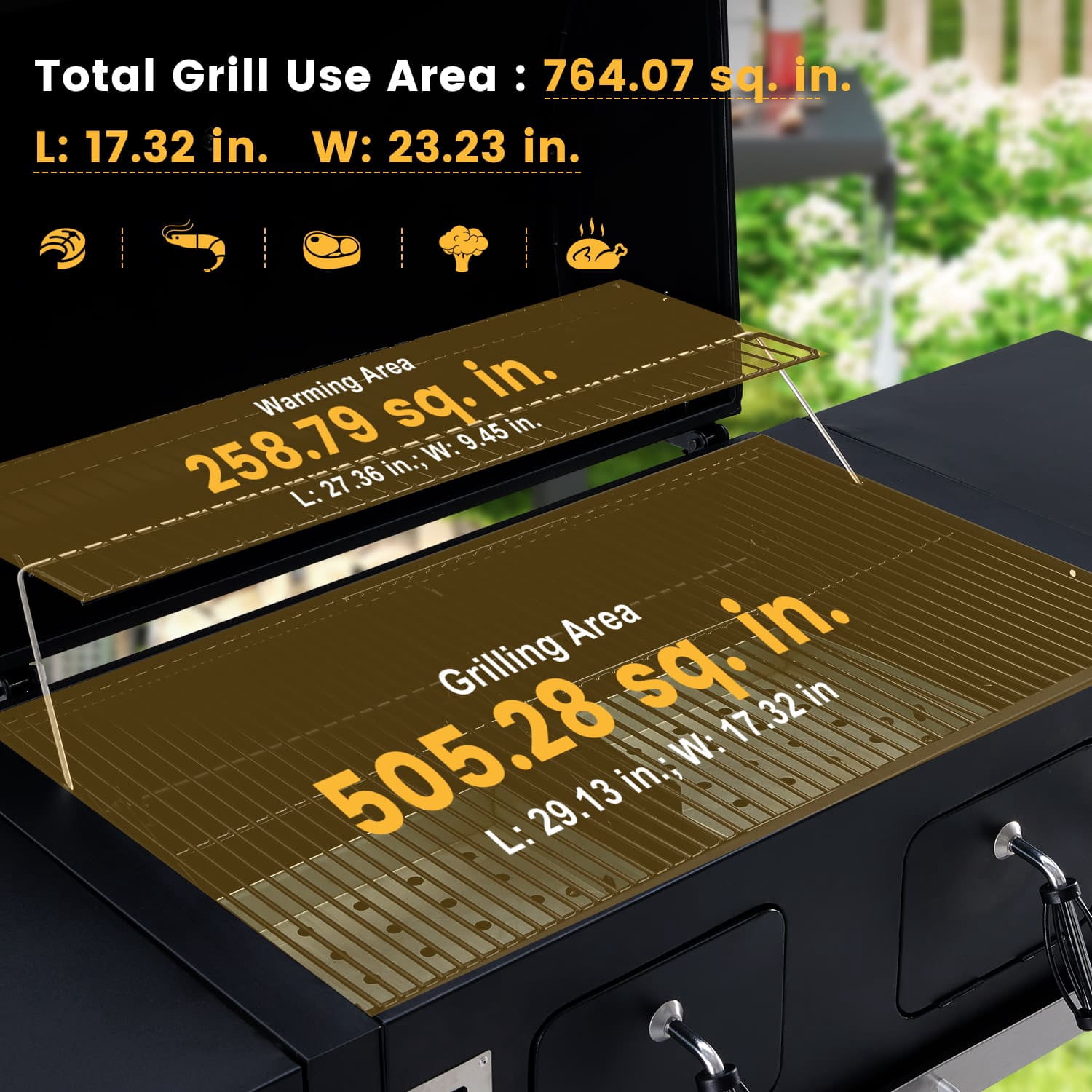 Vicllax Charcoal Grill with Side Tables Barbecue BBQ Smoker for Patio Cooking Camping Picnic