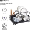 thumbnail image 2 of YOPTOP Dish Rack Dish Drying Stand Dish Drainer Plate Rack Dish rake Kitchen Organizer Dish Drying Rack Countertop Large Antibacterial Kitchen Utensils Dish racks Dish Stand (Black), 2 of 5