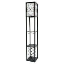 Creekwood Home 62.5" Vino Wine Rack and Storage Floor Lamp, with Stemware Holder, Black