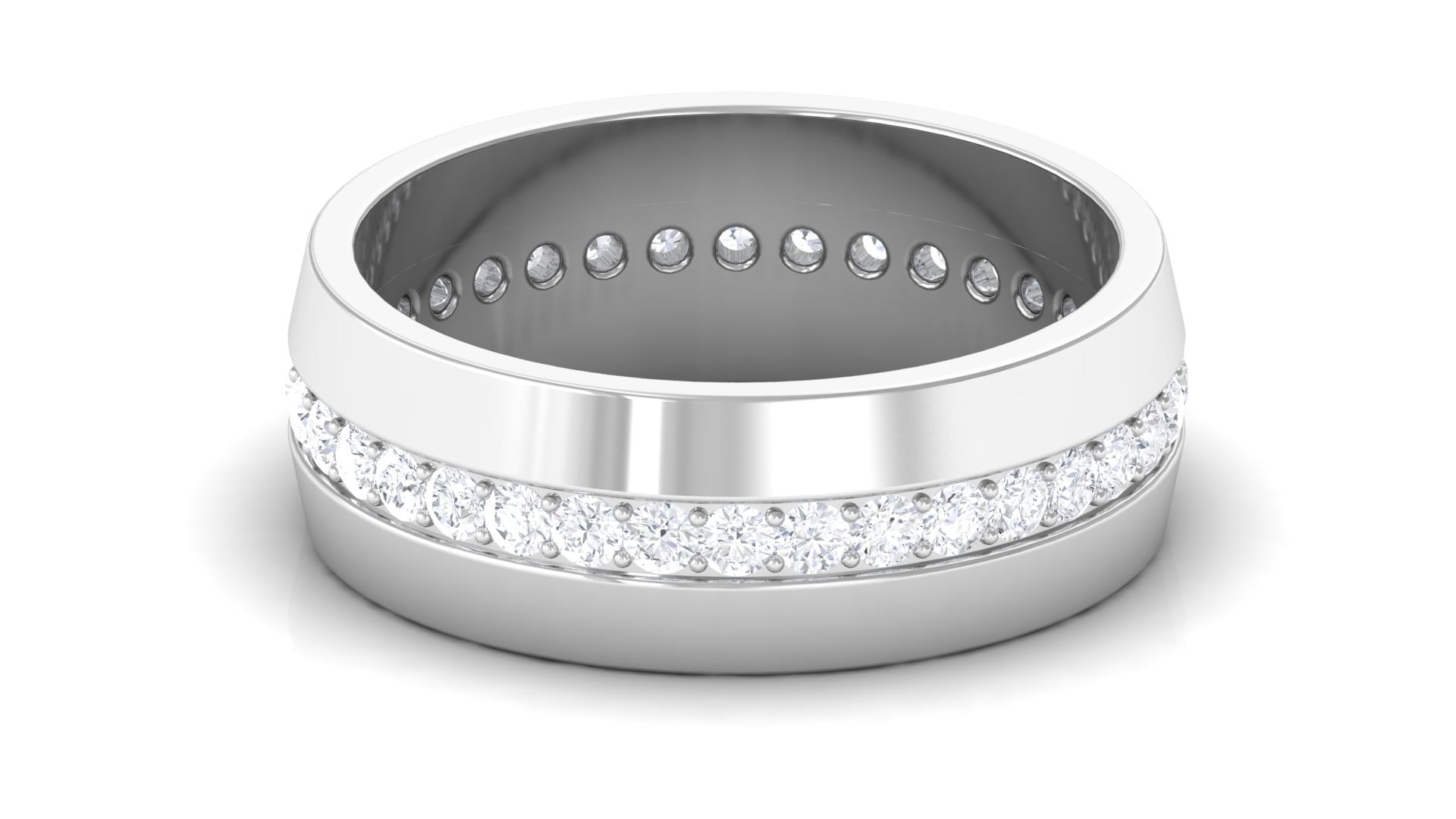 Cubic Zirconia Eternity Band Ring for Men (1.25 CT, AAAA Quality), 925 ...