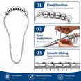 thumbnail image 4 of Tattom 24 Pack Stainless Steel Shower Curtain Hooks, Rust Resistant Roller Rings with Gliding Balls, Polished Nickel Heavy Duty Hangers for Bathroom Rods, 4 of 6