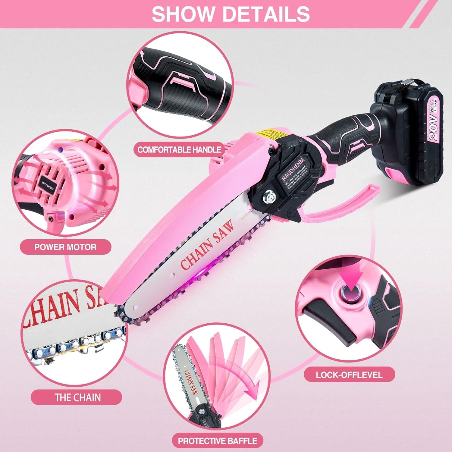 6" Mini Chainsaw with 2 Batteries 2 Chains, 6-Inch Cordless Handheld Chain Saw for Wood Cutting Tree Trimming
