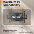 thumbnail image 3 of 75 85 inch Full Motion TV Wall Mount for 40-86'' TV Mount, Heavy Duty Adjustable articulating Bracket Tilt Swivel Extension Level, 16" Studs, 132 lbs for 65 70 75+ TVs, 3 of 5