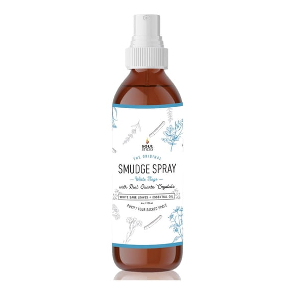 White Sage Soul Sticks Smudge Spray for Cleansing Negative Energy and Purifying Home | Made with White Sage and Quartz Crystals | 3.5 oz. Bottle