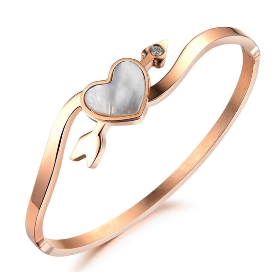 KATGI Fashion Rose Gold Plated Heart Shell with Arrow Crystal Bracelet