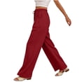 thumbnail image 5 of Guluxicc Summer Casual Wide Leg Trousers for Womens Loose Fit Pants with Buttoned Pockets Elastic Waist Pants for Travel, 5 of 8