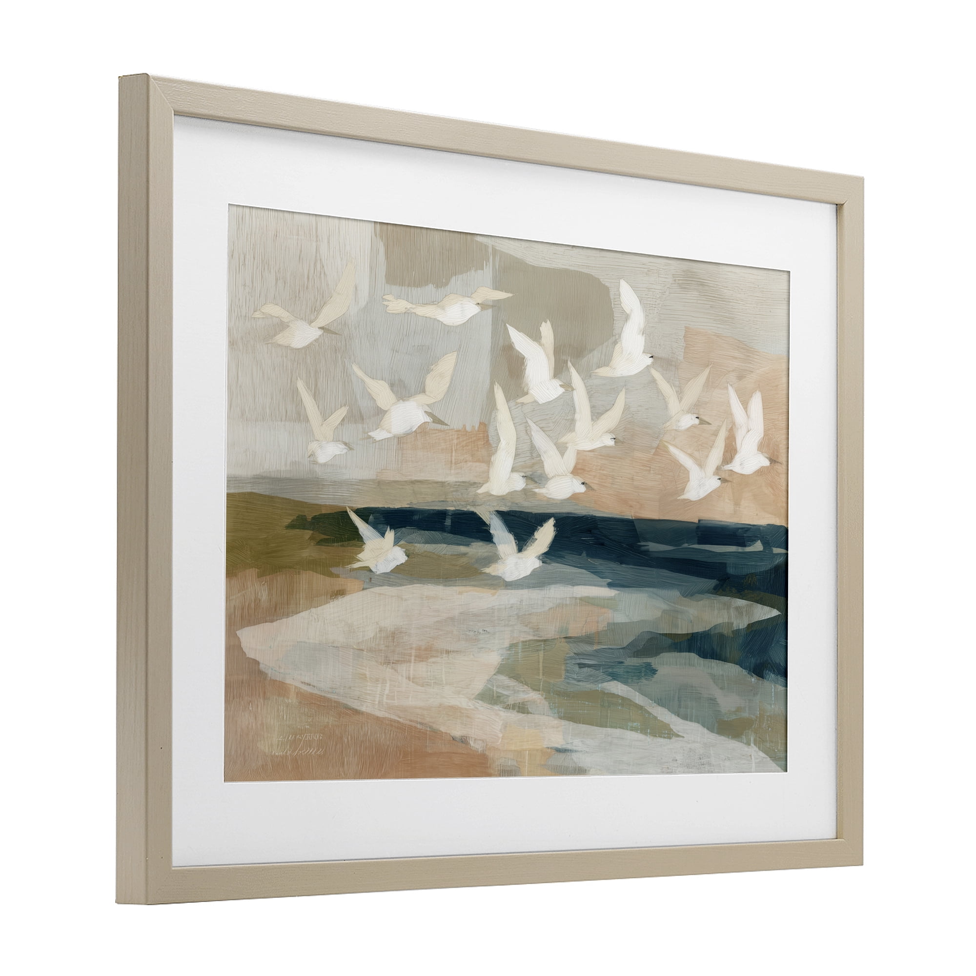 Stupell Industries Birds in Flight Over Water Birch Framed Print Under Glass, design by Chromatic Storm Studio
