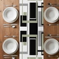 thumbnail image 6 of Sage Green Geometric Table Runner - 90 Inch Long, Kitchen Dining Table Runner Dresser Scarves, Black Gray Abstract Striped Art Farmhouse Decor for Coffee Tables Wedding Party Banquet, 6 of 8