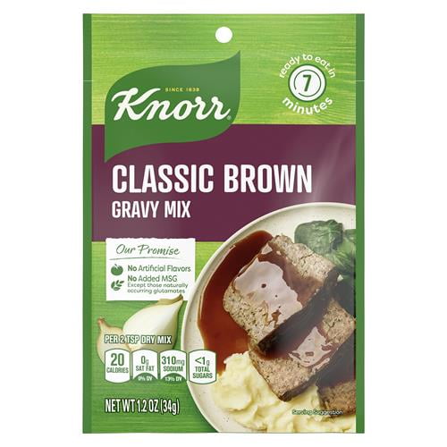 Knorr Gravy Mix For Delicious Easy Meals And Side Dishes Classic Brown Gravy With No Artificial Flavors, No Added Msg 1.2 Oz - Pack of 2