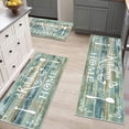 thumbnail image 4 of Boho Kitchen Rug Sets 3 Pieces, Washable Kitchen Mats for Floor, Non Slip Soft Kitchen Area Rug Floor Mat for Kitchen, Laundry Room and Hallway (Teal and Brown, 20''x32''+20''x47''+20''x59''), 4 of 6