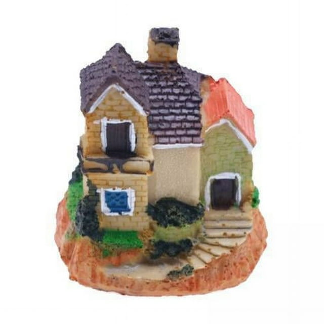 Conjunto de 2 Mini Casitas para Jardín, Paisaje en Miniatura, Adorno Coleccionable , Multicolor, 2 piezas