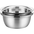thumbnail image 2 of Juego de colador y bol de acero inoxidable, colador de cocina, colador de pasta, bol para lavar arroz, colador de ensalada, juego de boles apilables, juego de boles para ensalada, 26 cm, 2 of 6
