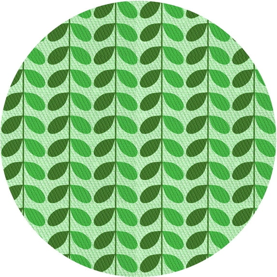 Ahgly Company Indoor Round Patterned Jade Green Area Rugs, 8' Round