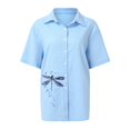 thumbnail image 3 of Gibobby Playera de Manga Corta Casual Suave Algodón Lino Casual Suelto Personalidad Impreso Solapa Botón Manga Corta(Azul,CH), 3 of 5