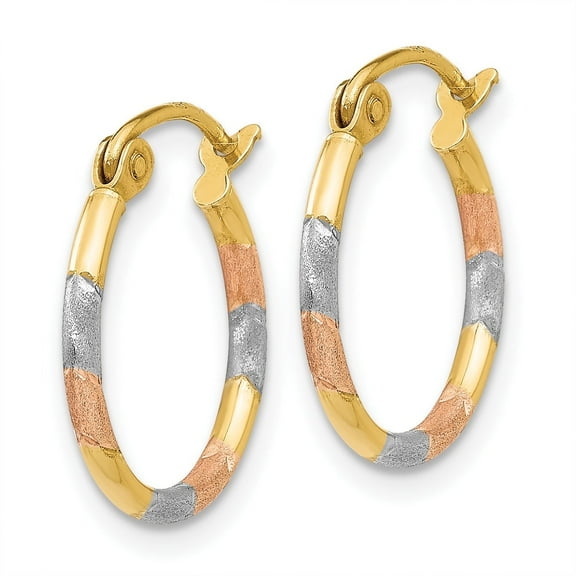 Diamond Cut Satin Hoop Earrings in 14K Gold Multicolored Jewelry Gift for Women