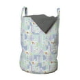 thumbnail image 1 of Abstract Laundry Bag, Illustration of Floral Pattern Quirky Pastel Scattered on Background, Basket with Handles Drawstring Closure for Laundromats, 13" x 19", Pale Seafoam Multicolor, by Ambesonne, 1 of 4
