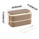 thumbnail image 3 of Fiambrera de doble capa de acero inoxidable 304 - Caja Bento impermeable de 3 compartimentos con palillos y cuchara • Apta para microondas y lavavajillas • Recipiente portátil para preparar comidas, 3 of 3