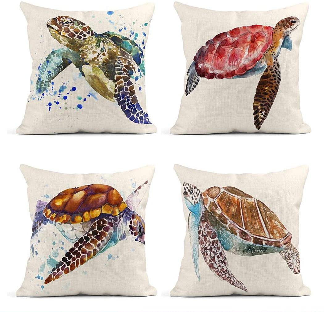 16x16 Multicolor Cute Turtle Egg Shell Design Throw Pillow 