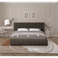 thumbnail image 6 of Bowery Hill Contemporary Deep Channel Tufted Rich Brown Boucle Fabric Queen Bed, 6 of 12
