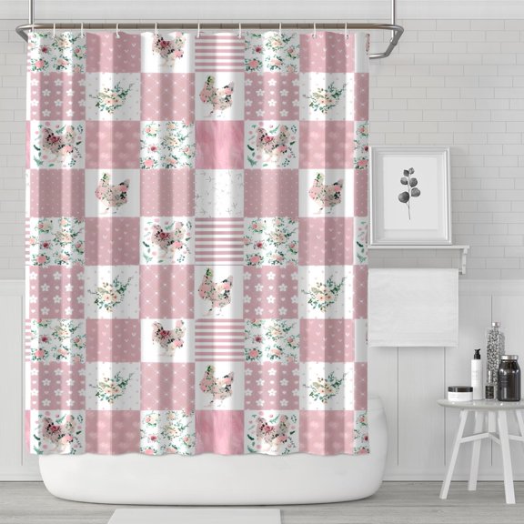 Pioneer Flower Floral Print Pattern Shower Curtain 72"x84" ,Bathroom Decorative Shower Curtains Set with 12 Hooks,Modern Waterproof Washable Shower Curtain