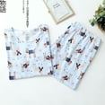 thumbnail image 3 of Defitshape Women's Two Piece Pj Cotton Blend Capri Pajama Set Short Sleeve Pant Soft Sleepwear Printed Patterned Lightweight Cute Patterned3 Medium, 3 of 5