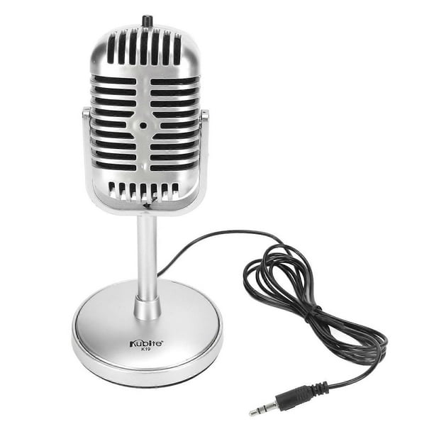 Vintage Wired Condenser Microphone, Clear Sound, Adjustable Angle, Plug and Play, Retro, for Karaoke, Stage, Studio