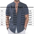 thumbnail image 2 of QTBIUQ Mens Button Down Shirt Short Sleeve Solid Color Crew Neck Stripe Pullover Top Casual Breathable Blouse Summer Tee Shirt Black, 2 of 6