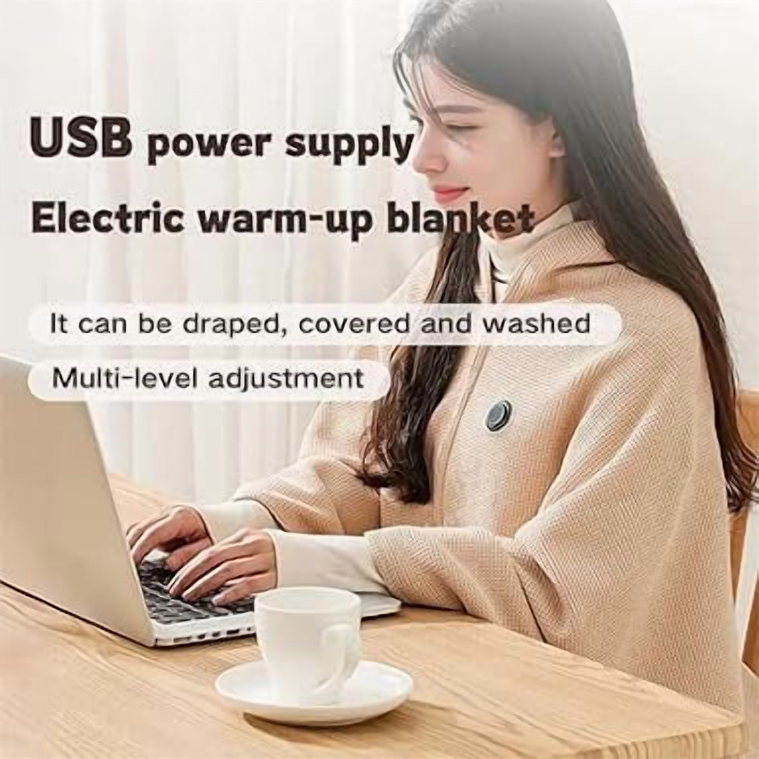 Heated Shawl Wraps for Women, 2025 New Portable Heated Blanket, Wearable Rechargeable Soft Cordless Heated Blanket