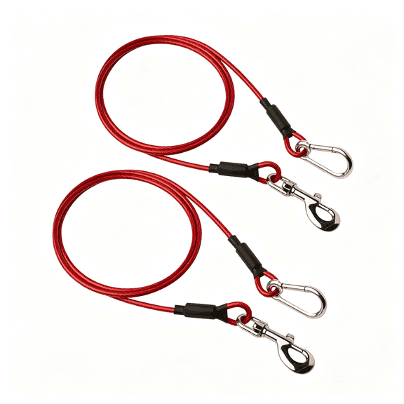 GASTROPOD 2 Pack Tie Out Cables for Large Dogs - 5 Ft Heavy Duty Tether for Outside,Yard,Camping,And Training Heavy Duty Dog Leads for Yard