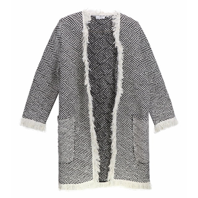 Bruno Manetti Cardigan Giacca Noir / Blanc pour Femme - 12