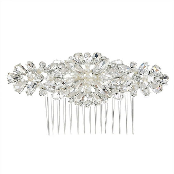 Niceauty wedding favors comb Hair Comb Silver Alloy Rhinestone 1Pack for Women Party Banquet Wedding 3.9*2in