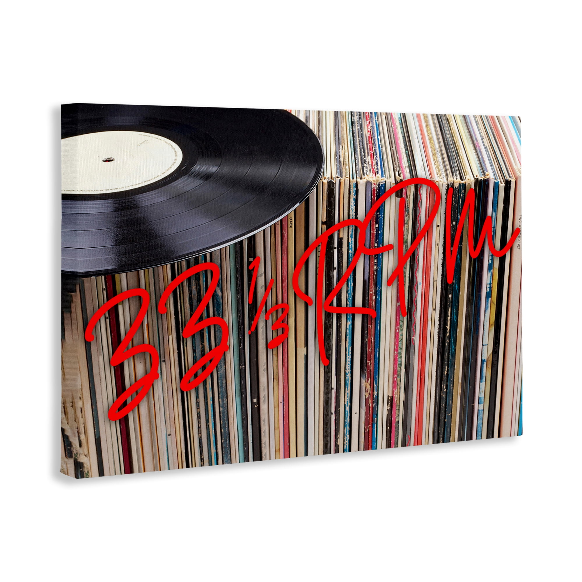 Stupell Industries Vinyl Record Stack Collection Canvas Wall Art, design by Lil' Rue