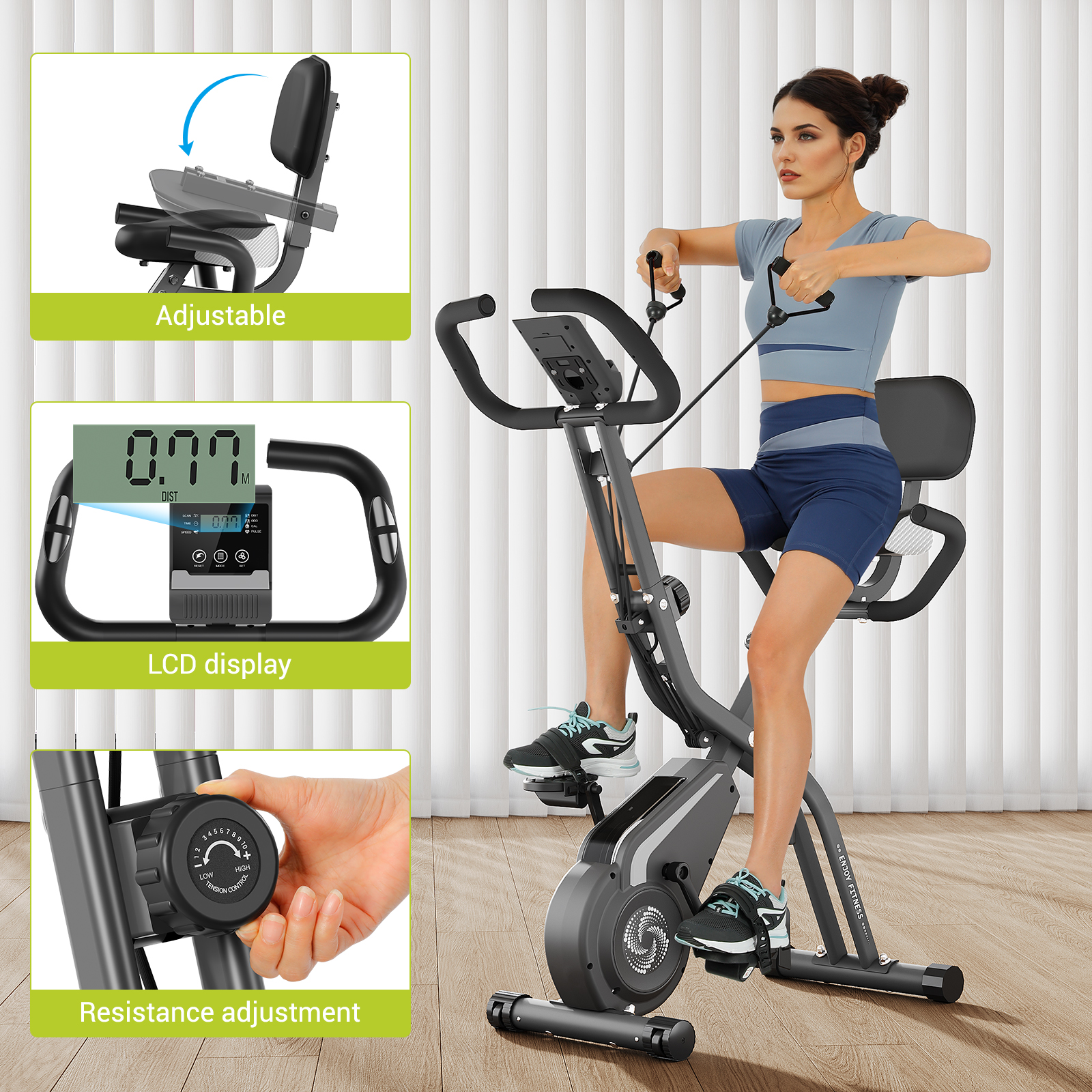 Dprodo Folding Exercise Bike with Magnetic Resistance photo 3