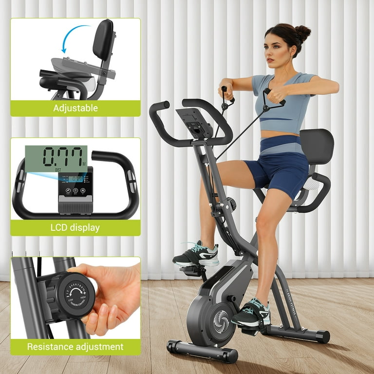 Folding Exercise Bike,10-Level Magnetic Quiet Resistance, 330LBS