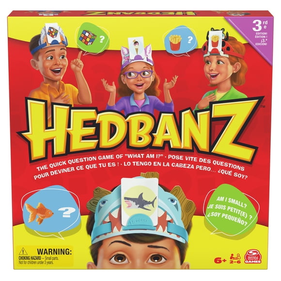 Spin Master Games, Hedbanz 3rd Edition with New Cards & Headbands, Picture Guessing Card Game, Quick Questions & Fast Fun, Easy to Play for Family & Kids, 2-6 Players, for Ages 6 & Up